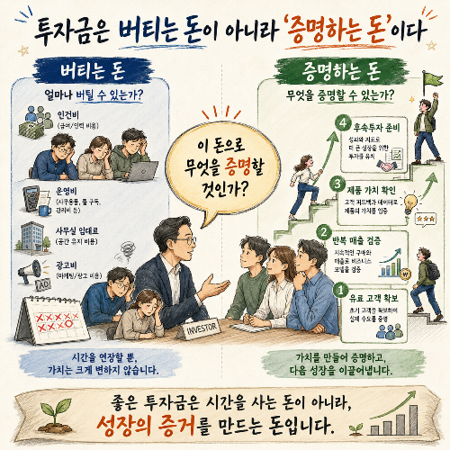 [엔젤투자 인수분해 : 초기투자의 핵심]6편-투자금은 버티는 돈이 아니라 ‘증명하는 돈’이다